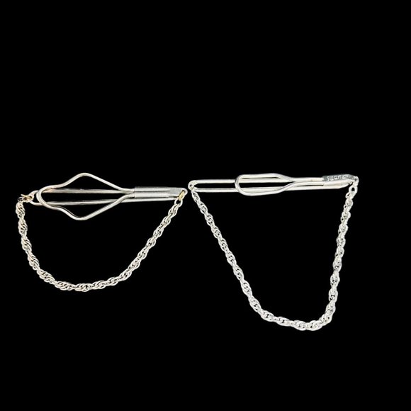 Vintage Lot Of 5 Silver Tone Men's Tie Bars (5029) - Picture 3 of 5